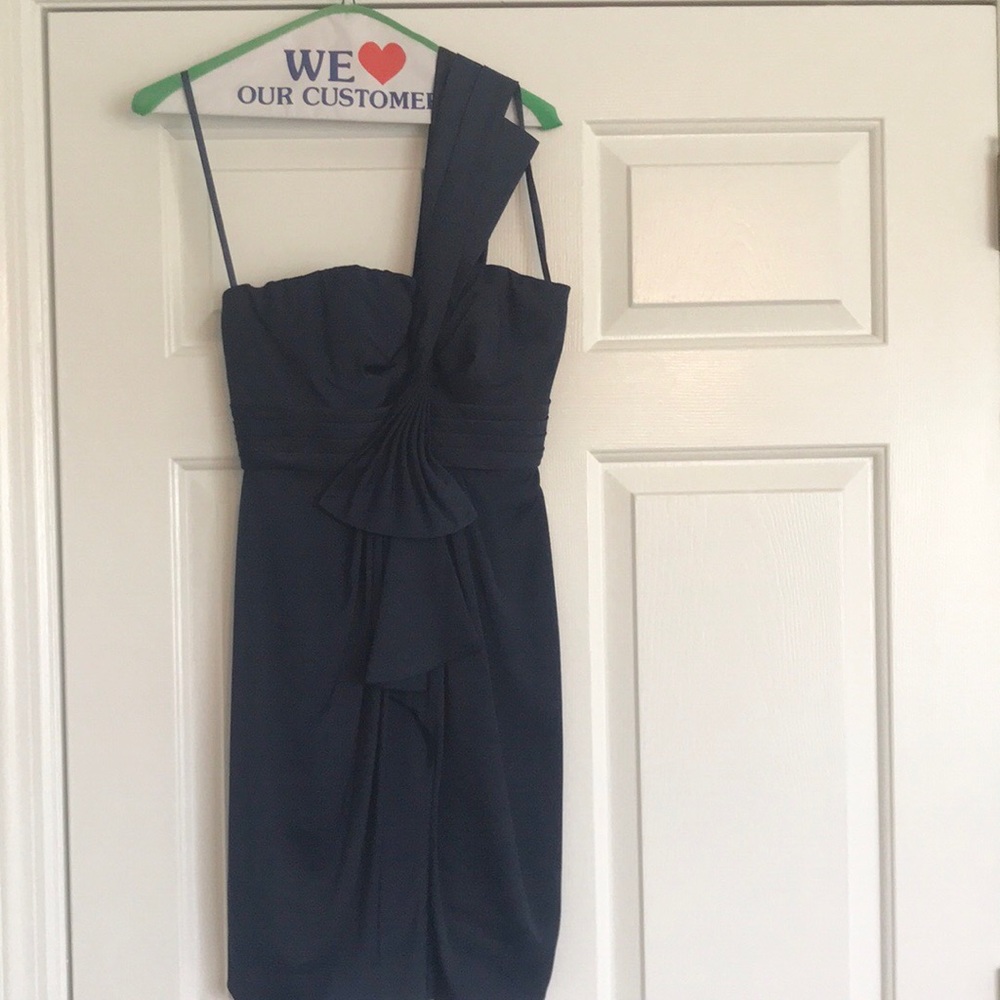 BCBG one shoulder navy blue cocktail dress
